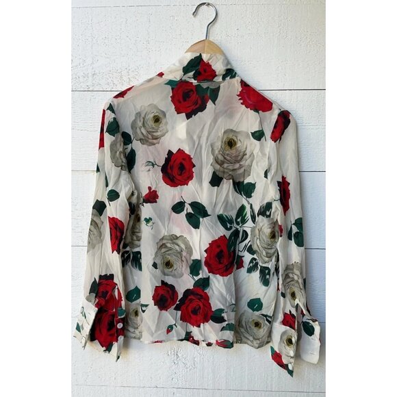 Dolce & Gabbana Rose Printed Blouse Top Buttondown S - Picture 4 of 8